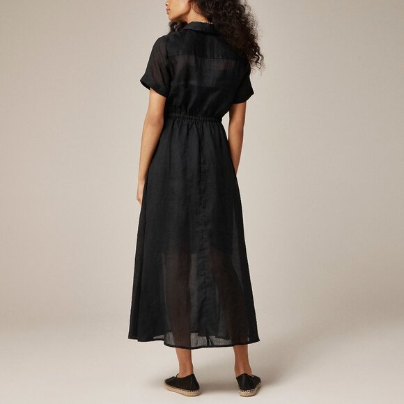 J. Crew Cerise Shirt-Dress in Ramie Black - Picture 2 of 5